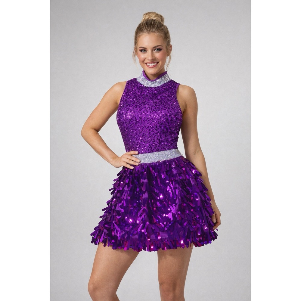 Weissman Purple Sequin Fringe Dance Costume Adult Small SA Jazz Tap Lyrical